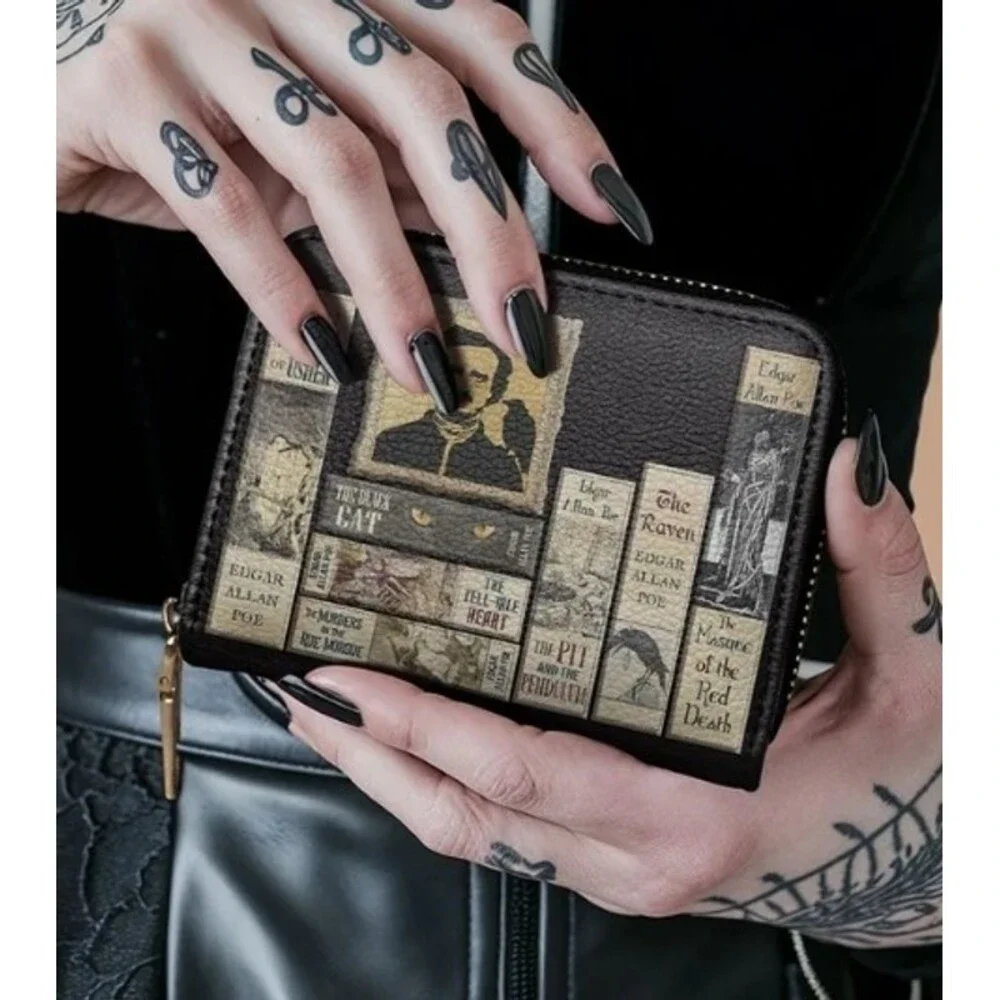 Edgar Allan Poe's Library Mini Wallet Horror Goth Halloween New NWT